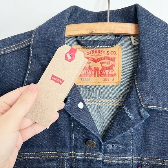 Levi’s • Trucker Jacket denim blue jean Rinse Dark Wash indigo classic - Picture 4 of 12